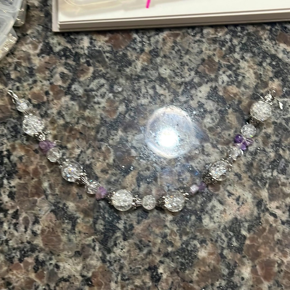 Amethyst and plastic crystal bracelet